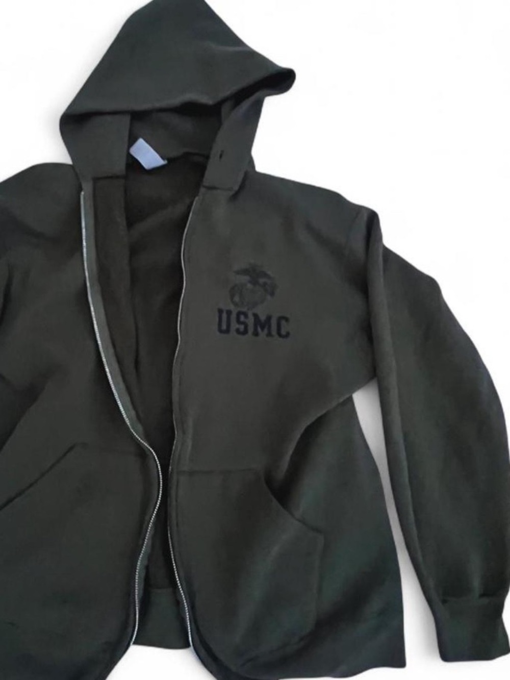 USMC Marine Corps EGA Hoodie Black Pullover Eagle Globe Anchor Sweatshirt